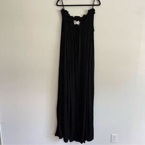 Verandah By Vina Black Smocked Viscose Beach Maxi Dress Women’s L/XL/2X